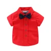 Mudkingdom Boys Örgün Gömlek Kravat Elbise ile Toddler Boy Kısa Kollu Düz Ova Tops Çocuk Yaz Giysileri 210615
