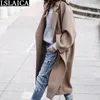 Mantel Frauen Winter Casual Lose Drehen Unten Kragen Mode Taschen Langarm Single Button Dicke Plüsch Jacke 210520