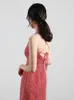 Damen Mode Blumenkleid V-Ausschnitt Spaghetti Strap Midi Kleider Frauen Sommer Chiffon Strand Sommerkleid Vestidos Robe Femme 210608