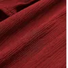 Być może U Kobiety Szyfonowa Kołnierz Collar Rękaw 3/4 Rękaw Wine Red Pink Solid Top Bluzka Lato B0305 210529