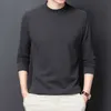 Męska okrągła szyja z długim rękawem T-shirt Business Casual Prosto Slim Blothing Koszula Mężczyzna Moda Marka Solid Color Pullover 210531