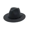 Chapeau Fedora en feutre de laine Simple à large bord, couleur unie, nouveau haut d'église, chapeau de Jazz pour hommes et femmes, robe en laine, chapeau de mariage