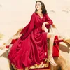 Vestidos casuales CHUNLI talla grande 2021 estilo bohemio étnico vacaciones vestido largo femenino verano gasa roja Super Fairy