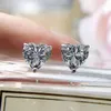 100% argento sterling 925 cuore di pesca 7 * 7mm quotidiano semplice orecchini di diamanti ad alto tenore di carbonio per le donne festa di fidanzamento gioielleria raffinata