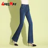 autumn winter black high waist jeans women Korean vintage velvet thick flare ladies wide leg femme plus size 210428