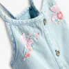 여름 아기 소녀 민소매 카우보이 드레스 키즈 소녀 면화 공주 의류 캐주얼 패션 210429