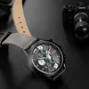 Luxusmarke Herren Chronograph Quartzuhr Männer Mode Militär Sport Armbanduhren Leder wasserdichte Analoge Männchen