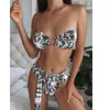 Costume da bagno push-up bikini con motivo a serpente con stampa animalier Set da donna nero sexy 2021 Costume da bagno perizoma brasiliano Costumi da bagno da donna