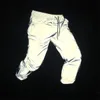 Yansıtıcı Pantolon Erkekler Marka Hip Hop Dans Floresan Pantolon Rahat Harajuku Gece Spor Joggörü Pantolon Gri X0615