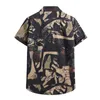 Camicie casual da uomo Mens Vintage Etnico Hawaiian Stampato Stampato Turn Down Collar Manica corta Sciolto Camicia maschile Uomini Camicetta Camisas Hombre