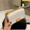 Women Fashion Classic Mini Boy Bags Quilted Chain Flap Diamond Calfskin Caviar Shoulder Crossbody Bag whole High Quality Handb276j