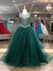 Sparkle Tül Kız Pageant Elbise 2022 Ballgown Boncuk Hunter-Yeşil Sky-Mavi Lila Bebek Yürüyor Balo Abiye Doğum Günü Tatil Partisi Giyim