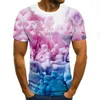 T-shirt dos homens 2022 Tubo reto do verão Tubo Curto Casual Moda Tinta 3D Impressão Digital T-shirt