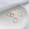 5 stücke Mode Imitation Perle Ringe für Frauen Gold Farbe Runde Welle Geometrische Ringe Set Hochzeit Schmuck Geschenke