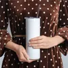 USA Stock White Blank 20oz SubliMation Straight Tumbler Isolated Cylinder Water Cup Diy Heat Transfer Printing Double Wall Thermos Drinkware With Plastic Straw