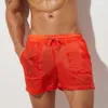 Sommar mens shorts sexig semi-transparent nylon snabba torra gym casual joggare hem slitage män bottnar 210721