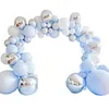 Blue Silver Macaron Metal Balloon Garland Arch Happy Birthday Party Decoration Kids Wedding Birthday Baloon Baby Shower Boy Girl 716 B3