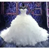 Dubaï arabe robe de bal robes de mariée grande taille chérie dos nu balayage train robes de mariée Bling luxe perles paillettes