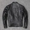 Motorrad Echtlederjacke für Herren Stil Bikerjacken Slim Rindsleder Frühlingsmantel Herren 211008