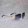 Topp lyxdesigner solglasögon 20% rabatt på vintage rimfria överdimensionerade män oculos stil fyrkantig metall skugga skärningslins gafas kvinnor för utomhus 120