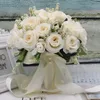 Bouquet di fiori da sposa con nastro di raso di seta rosa bianco champagne damigella d'onore festa nuziale con fiorirosa naturale artificiale7762451