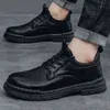 Dress Shoes Men Casual Fashion Leather Shoe Male Thick Bottom Low Top Sneaker Breathable Soft British Trend Outdoor Non-slip Work 220223