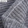 Zevity, nuevas mujeres, Sexy, sin tirantes, Color gris, adelgazante, suéter de punto corto, diseño elegante para mujer, chaleco de calle para mujer, Tops S557 210419
