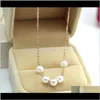 Hänge halsband hängen släpp leverans 2021 yun ruo sommarstil fem pärlor halsband titanium stål rosguld färg mode kvinna juvelr