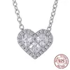 Luxe Femmes 925 Sterling Silver Cubic Zircon Collier Pendentif Ensembles Romantique Coeur Conception Cadeau Bijoux De Mariage Colliers XDZ076