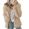 Femmes Automne Hiver Veste Femme Manteau Causal Doux À Capuchon Polaire Peluche Chaud Plus Taille Fausse Fourrure Fluffy Zipper Top Sudadera 210924