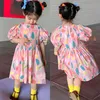 Girl Sweet Dress Puff Sleeve Fashion Toddler Girl Dress Flower Carino Vestito Dresses Baby Girl Summer Clothing 2-7years 210715