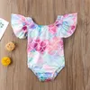 Hot Kids Pasgeboren Baby Meisjes Schattig Tankini 2019 Ruches Backless Beachwear Bodysuits Infantil One Piece Badpak Badpak 1263 Z2