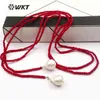 WT-N1115 Special Design Multi-optional Colors Crystal Necklace With Double Natural Freshwater Pearl Pendant Gift For Women