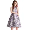 Arrival Summer Flower Jacquard Dresses Vintage Women's Sleeveless O-Neck Slim High Waist Ball Gown Dress Tank vestidos 210416