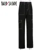 Bold Shade 90s Fashion Grunge Wide Leg Pants Vintage Skater Girl Style Black Boyfriend High Waist Women Pocket Trousers Women's Jeans