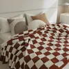 Herbst Winter Checkerboard Gestrickte Decke dicke Fleece Abdeckung Flanell Blätter karierter Sofa Weiche Erwachsene Wurfdecken Bett flauschig