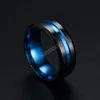 Anello nero da 8 mm per uomo Donna Groove Rainbow Fedi nuziali in acciaio al titanio Anelli fraterni alla moda Gioielli maschili casual