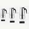 2 - 6 Cups Stainless Steel Moka Coffee Maker Mocha Espresso V60 Latte Stovetop Filter Coffee Pot barista milk pitcher Tools 210408