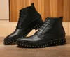 Toe de inverno 5333 Black Men Black Boots Handmade moda moda genuína rebite botas de tornozelo