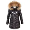 Oftbuy Vinterjacka Kvinnor Real Fur Coat Natural Raccoon Collar Long Parka Duck Down Jacket Vattentät Streetwear Märke 211220