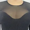 Casual Dresses Sexy Black Bodycon Party See Through Long Sleeve Mesh Glitter Bag Hip Mini Dress Autumn Winter Club Night Outfits
