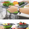 Silikon Telescopic Folding Drain Basket Köksartiklar VegtableFruit Colander Strainer med utdragbara handtag 211109