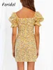 Мода цветочные принт женские платья летняя сторона с коротким рукавом мини случайный Boho Beach ES Vestido Feminino 210427