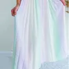 Letnia Rękawów Gradient Rainbow Color Sukienka Kobiety Halter Neck Sling Plised Sukienka Design Modna Talia Huśtawka Suknie 210514