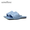 Sophitina Summer Slides Basic Slipper Casual Leisure Fashion Solid Stylish Square Toe Weave Comfort Walking Outside Skor Fo228 210513