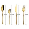 4Pcs/Set Stainless Steel Tableware Gold Dinnerware Cutlery Set Knife Spoon and Fork Set Korean Food Cutlery Kitchen Accessories LX4244