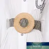 Wooden Buckle Dress Belt For Women Casual Female Braided Wide Strap Female Designer Woven Girls Elastic PP Straw Belts BZ339 Factory price expert design Quality