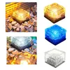 Solar lampor Vattentät IP68 LED -ljus Kraft Clear Glass Ice Rock Brick Paver White Warm Blue Outdoor Garden Decoration9879050