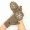 Söt hjort snöflinga cashmere män och kvinnor flip handskar julklapp par varm halvfinger magi a62 220113