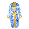 Kvinnors Sleepwear Women US Dollar Printed Satin Robes Loungewear Lady Spring Fall Casual Långärmad Badrock Mode Pajama Kimono